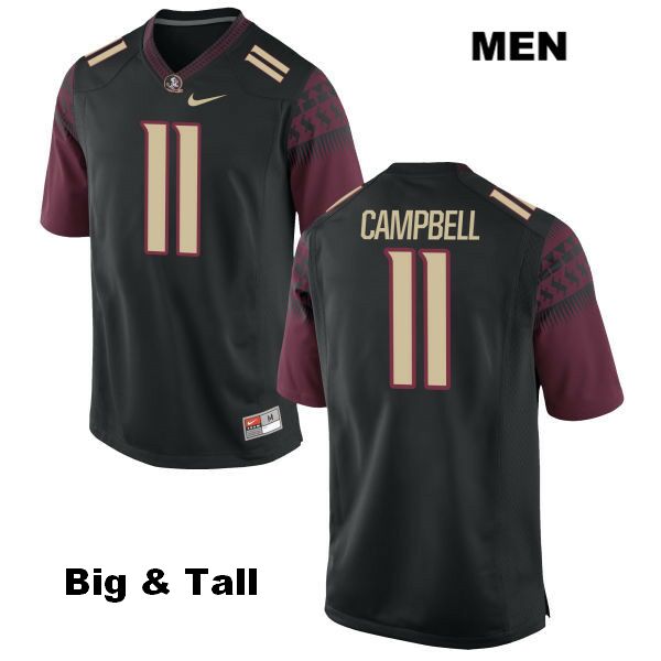 Men's NCAA Nike Florida State Seminoles #11 George Campbell College Big & Tall Black Stitched Authentic Football Jersey IYL3669DL